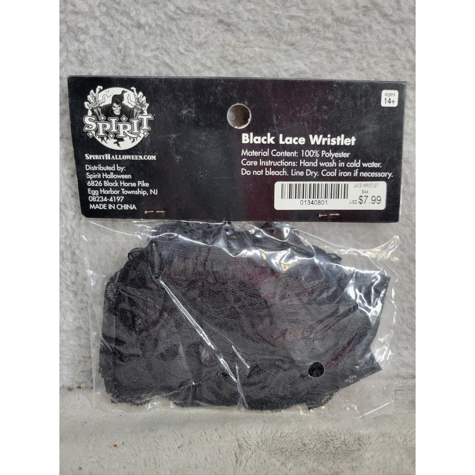 Muñequera de encaje negro Spirit Halloween accesorio de disfraz talla única gótico Foto 3 de 3