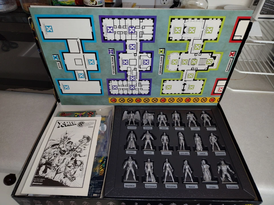 Vtg 1994 X-Men Under Siege Board Game Marvel Comics Pressman 18 Figures DAMAGED - Image 2 of 4