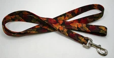 Autumn Fall Leaves on Brown Dog Lead Leash Handmade