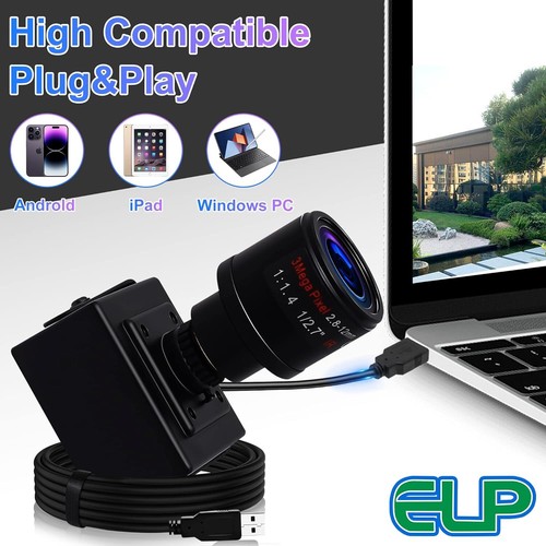 ELP USB Kamera mit Zoomobjektiv 2,8–12 mm manueller Fokus Webcam 1,3 MP niedrige Beleuchtung - Bild 6 von 13