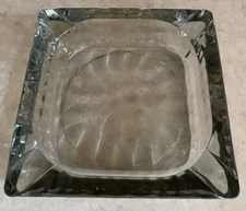 Vintage Mid Century Smokey Gray Dimple Heavy Glass Ashtray