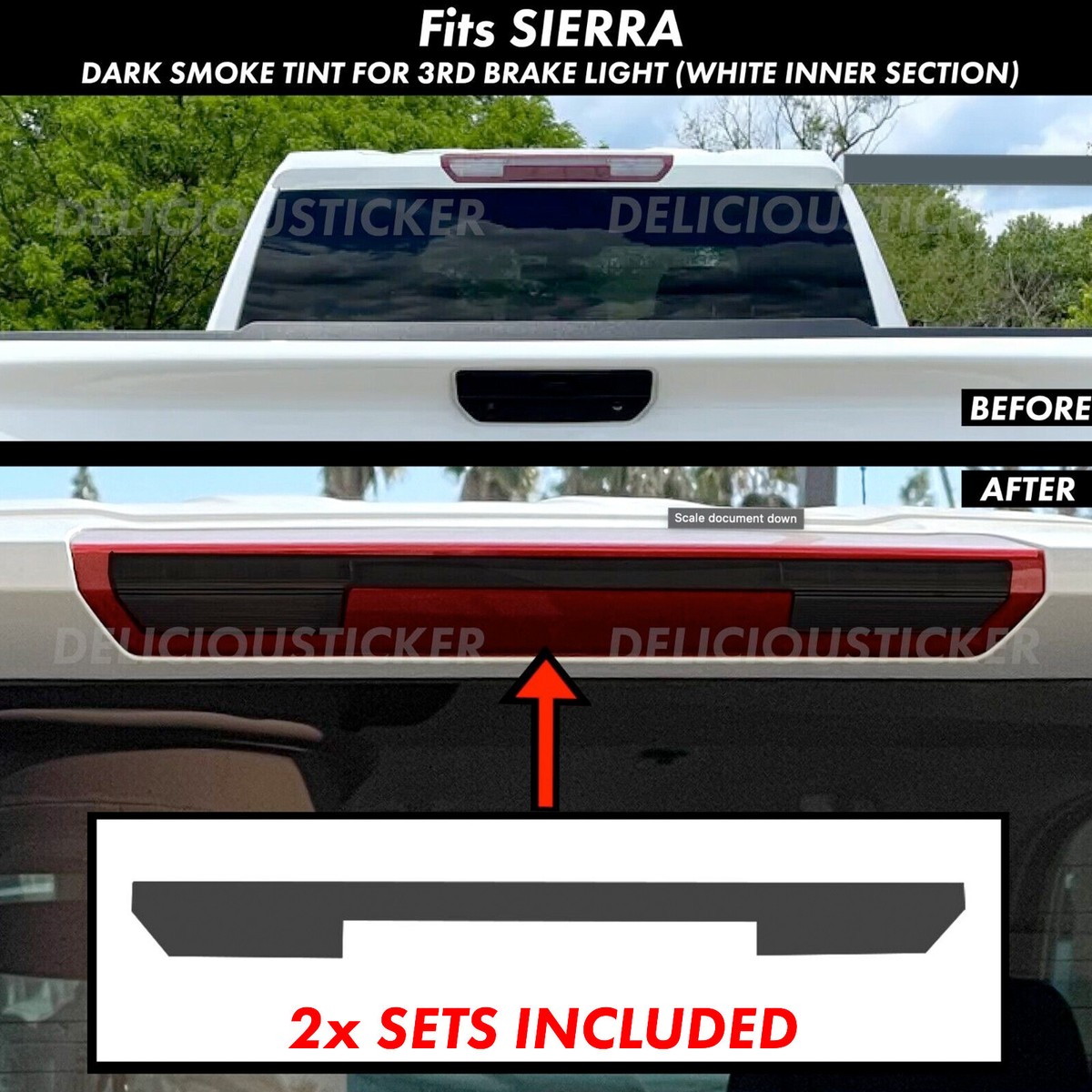 Smoked Third High Brake Lamp Cover Trim For Chevrolet Silverado GMC-SIERRA 2022 Smoked Third High Brake Lamp Cover Trim For Chevrolet Silverado GMC-SIERRA 2022