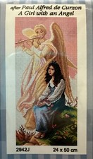 Printed needlepoint tapestry Canvas Only Orchidea 24x50 Cm Guardian Angel