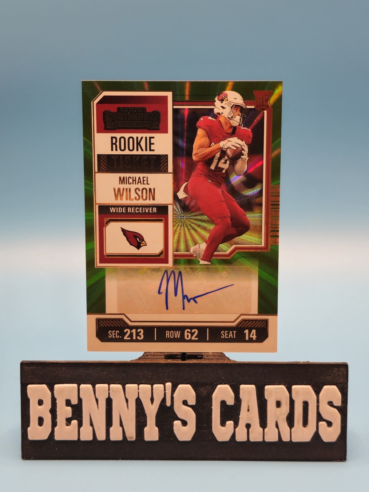 2023 Panini Contenders Football Rookie Ticket Green Laser Auto RC Michael Wilson