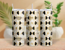 Abstract Art Deco Patter Skinny 20 Oz Tumbler With Lid & Straw by Mugzan NEW