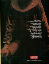 1980 Levis Jeans Rodeo Bull Riding Saddle Bro...