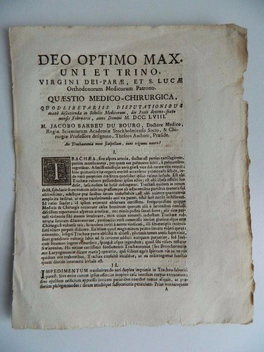 Latin, Quaestio Medico-Peter Barbeu Bourg Comentarios Berthold Quillau 1758 - Imagen 1 de 3