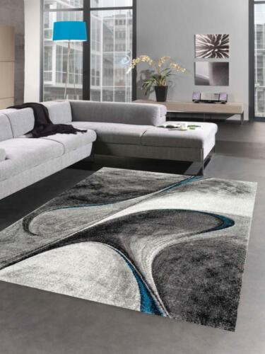 Tapis de salon moderne tapis abstrait en bleu gris - Photo 1/6