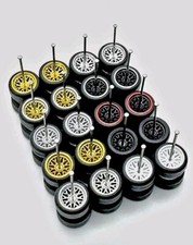 10 Sets BBS 9 Color Mix 11mm Rims  Real Rider Rubber Tires Wheels 1/64 Diecast