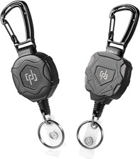 2pcs Retractable Keychain Heavy Duty Carabiner Badge Holder ID Badge Reel w/ 32