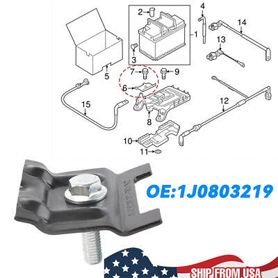 For VW Golf Mk5 Mk6 1J0803219 N10109210 Battery Hold Down Clamp Bracket + Bolt