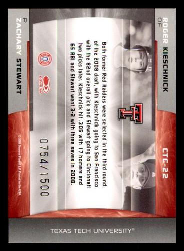 2008 Donruss Elite Extra Edition College Ties Green #22 Roger Kieschnick# /1500 - Picture 2 of 2