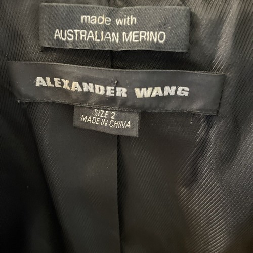 Alexander Wang Jacket Sz 2 Black Australian Merino Nubby Wool Blazer Zippers - Picture 5 of 8