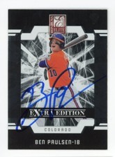 SIGNED BASEBALL CARD AUTO COLORADO ROCKIES BEN PAULSEN 2009 DONRUSS CLEMSON #15