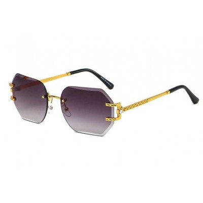 Rimless Sunglasses Women Fashion Octagon Designer Shades Luxury Style Lentes New