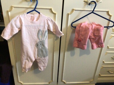 2 Teile für NewBorn Girl: Rosa 100% Baumwolle: Babyanzug ? Hose Marke & M&S