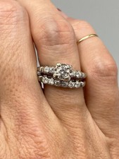 1.44Ct White Round Cut CZ Three Stone Wedding Ring Set In 925 Sterling Silver