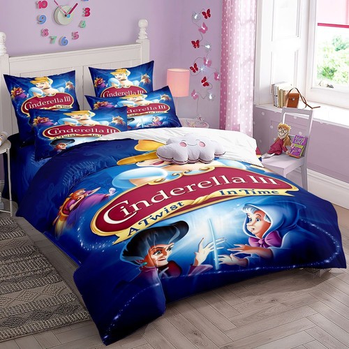 3D Cinderella Princess Quilt Duvet Cover Pillowcase Single Double Bedding Set - Picture 10 of 13