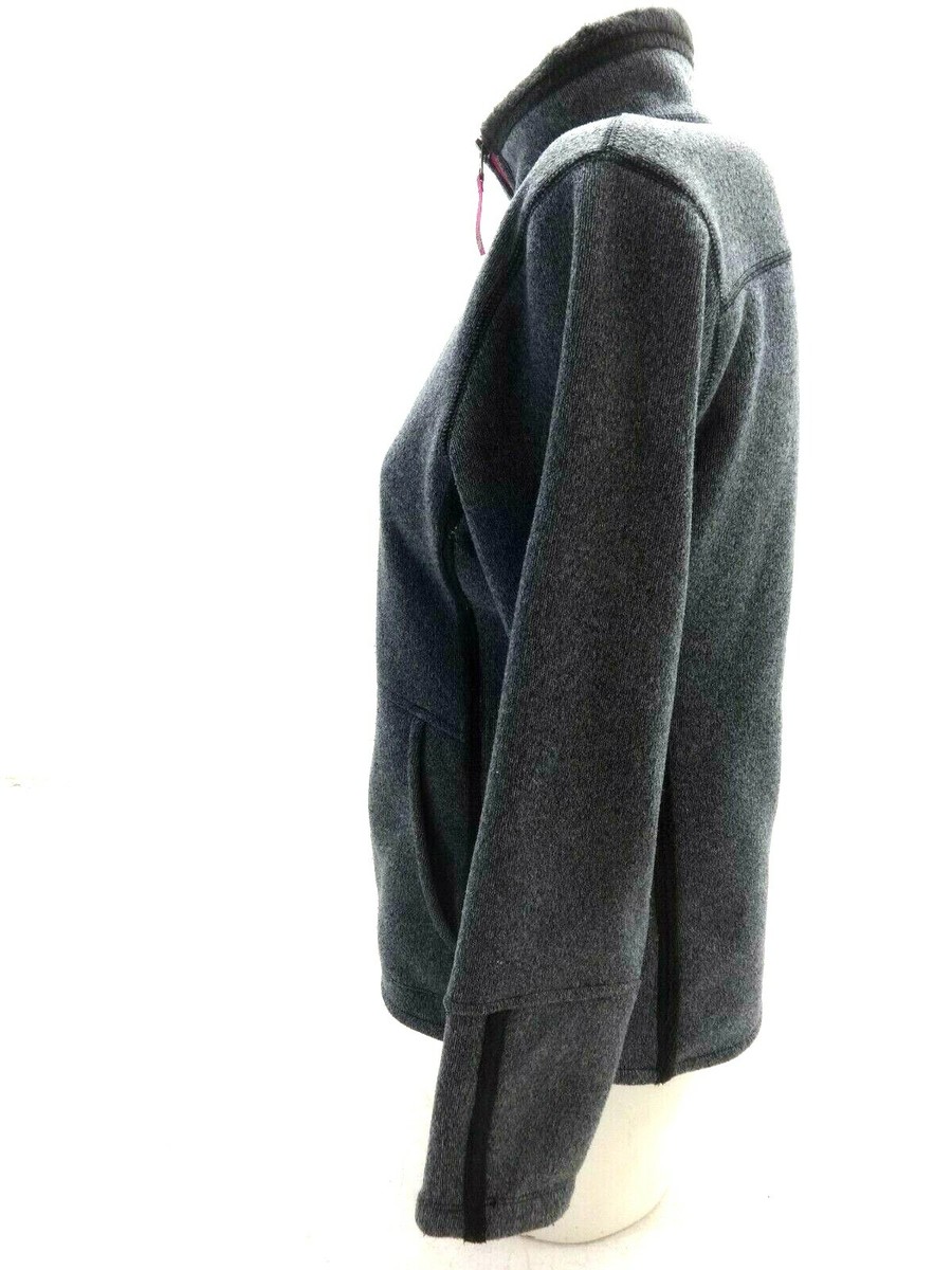 THE NORTH FACE GIRLS GRAY/PINK SWEATER JACKET FLEECE LINED FULL