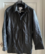 calvin klein jeans button up vintage leather jacket size M