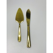 AW BRIDAL Wedding Cake Knife and Server Set Gold