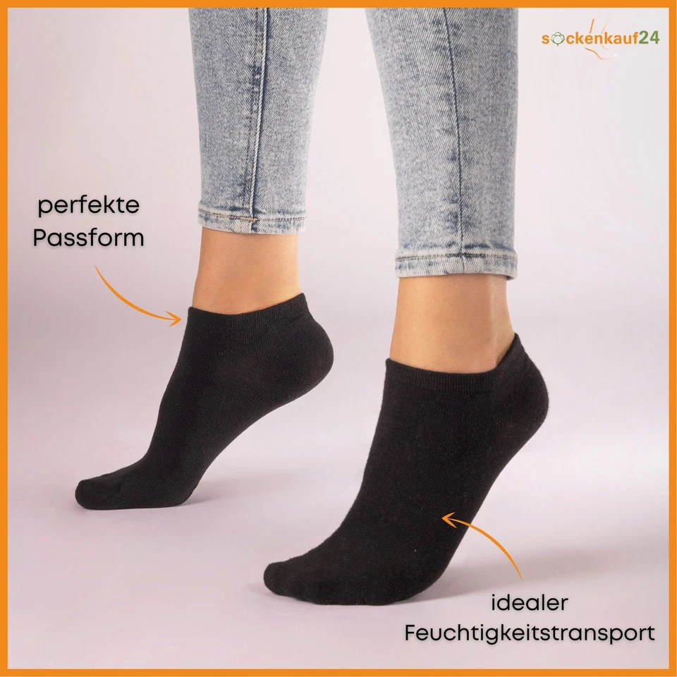 10 | 20 | 30 Paar Sneaker Socken Damen Herren Schwarz Weiß Grau Baumwolle - Bild 4 von 4