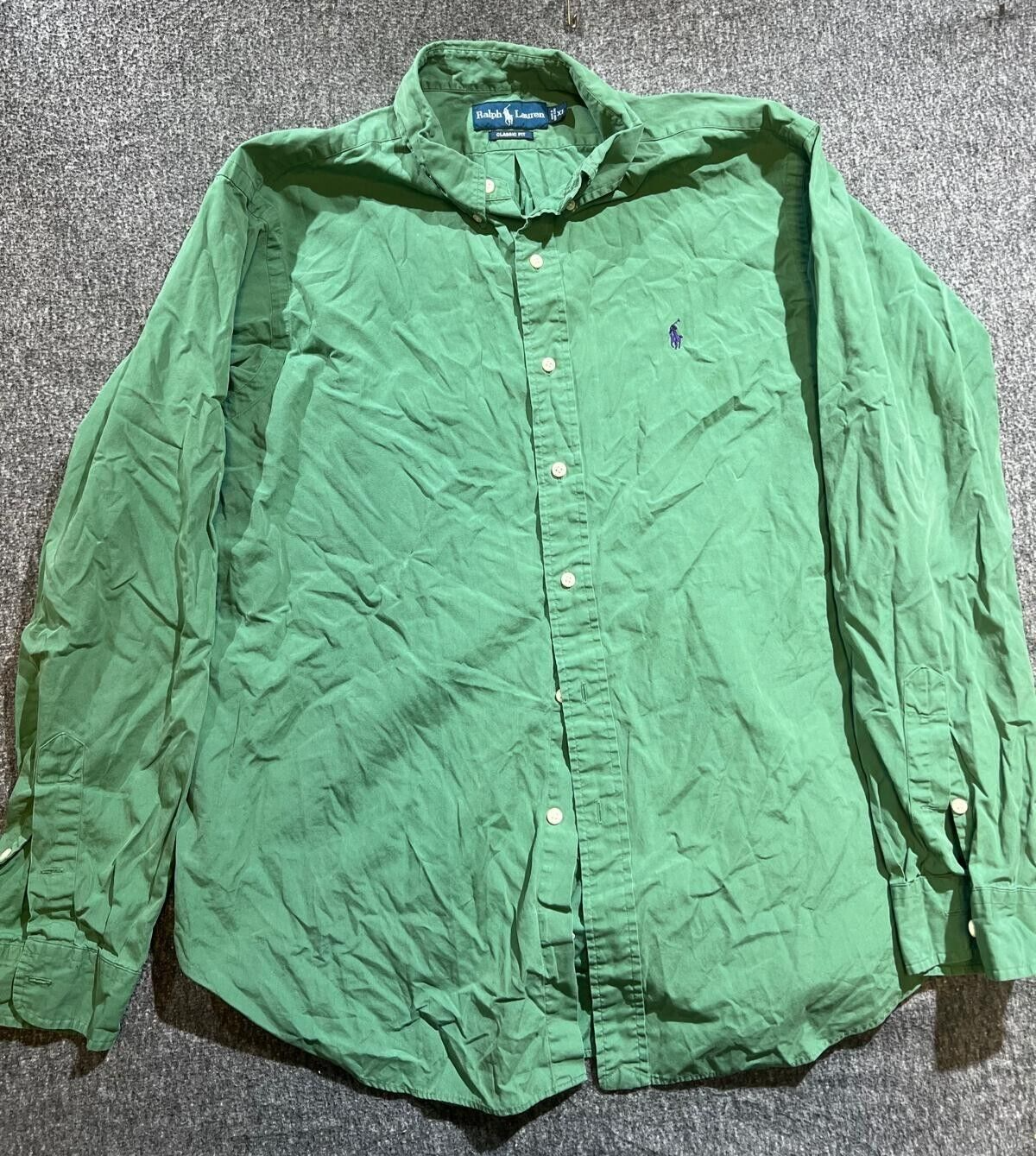 Camicia uomo verde vestibilità classica manica lunga logo pony abbottonata taglia XL