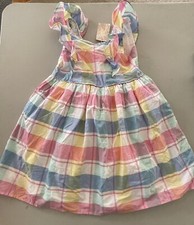 NEW Tommy Bahama Kids Girl's Dress Summer Easter PLAID PASTELS Cotton Size 8