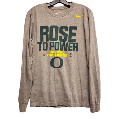 OREGON DUCKS Shirt Adult Small Gray ROSE TO POWER 2012 Spell Out NIKE College