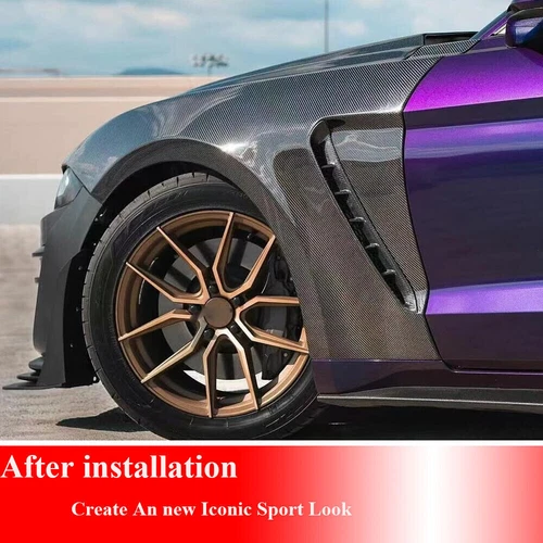 Cubierta de ventilación delantera para guardabarros exterior lateral carbono real apta para Mustang 2018-2023 - Imagen 3 de 10