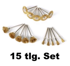 15 pcs brass pot brush disc brush round wire brush set Dremel Proxxon 