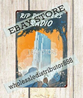 1939 RIP DISCOVERS RADIO World Fair RCA Radio metal tin sign internal decoration