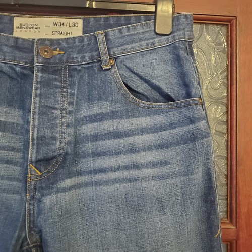 Burton Menswear Jeans Blue Denim Straight Mens W34 L30 Great Condition - 第 9/20 張圖片