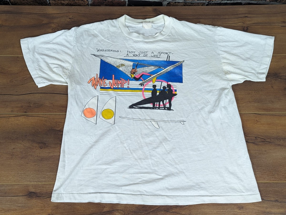 Vintage 80s 90s Windsurfing T-Shirt Large Single Stitch Graphic