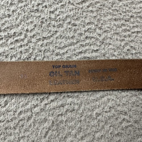 Top Grain Oil Tan Leather Belt Brown Sz 38 Tan Real Leather Gold Buckle Mens - Picture 3 of 10