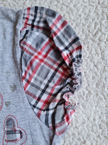 Tammy Girl Grey T Shirt Girl With Check Sleeves H140-146cm Excellent Condition - Picture 7 of 15