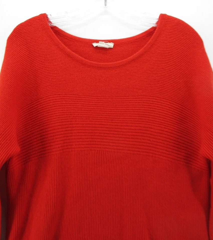 Suéter Helmut Lang Mujer Pequeño Rojo Mezcla Lana Pullover Informal Acanalado Alto Bajo Foto 2 de 4