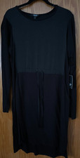 NWT Women's Simply Vera Wang Black Knit Stretch Drawstring Dress Size Large L
