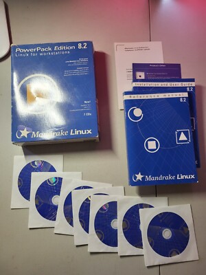 Linux Mandrake 8.2 Powerpack Operating System Software Big Box 7