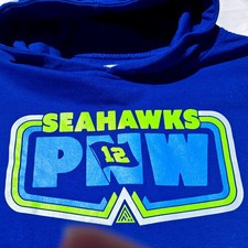 Youth L Seahawks Hoodie The Great Northwest PNW Blue Cotton/Poly Logo