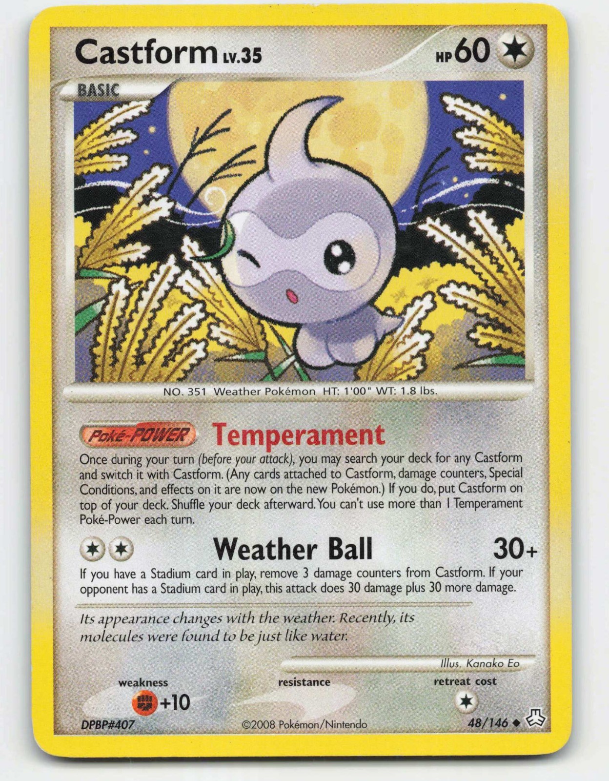 2008 Pokemon, Legends Awakened, #48/146 Castform, Uncommon