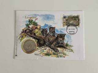 Afghanistan 1985 – WWF Numisbrief „Leopard“ mit 50 Afghanis‑Münze