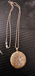 Authentic Vintage Turkey 925 Sterling Silver 14k Gold Plated Mandala Pendant Rope Necklace