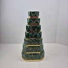Decorative Stacking Gift Boxes Set of 6 Green Gold Floral Nesting Christmas Wrap
