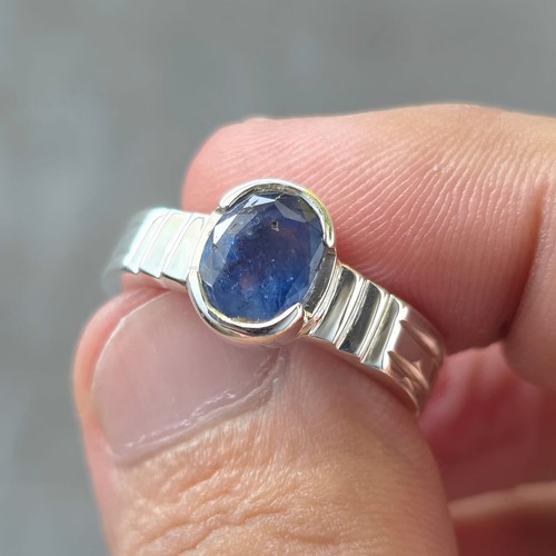 Natürlicher Saphir Ring für Herren, großer blauer Saphir Stein Ring, 925 Silber Neelam - Bild 4 von 7
