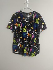 Disney Nightmare Before Christmas Scrub Top Black Multicolor size Large NWOT