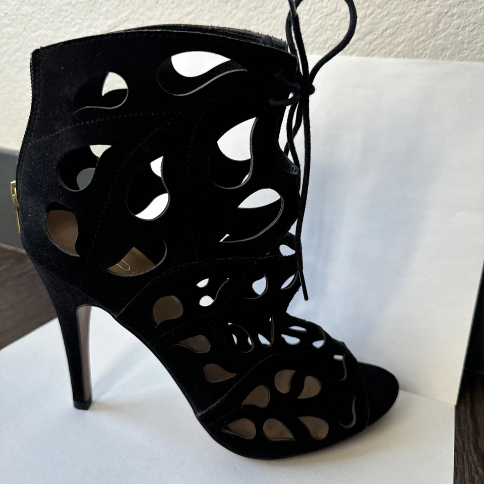 Aldo Mujer Talla 10 4” Tacón Balancín Desgarro Gota Corte Láser Cremallera Negro Foto 4 de 4