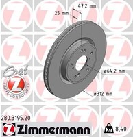 2X Zimmermann Bremsscheibe 280.3195.20 FüR Honda