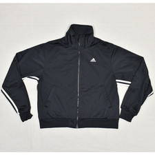 Adidas Women Track Basic Jacket Full Zip Solid Polyester Black Size M Pockets