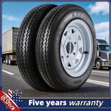 2pcs Trailer Tires Wheels 12 Rims Pcd 4 Lug On 4 6pr 4.80-12 Load Range Ua